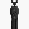 O-Ring Cut Out Ruched Maxi Dress>MICAS Hot