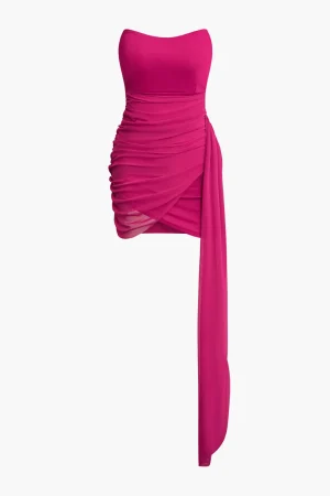 Overlay Ruched Drape Strapless Mini Dress>MICAS Discount
