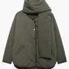 Padded Button Puffer With Scarf>MICAS Clearance