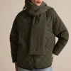 Padded Button Puffer With Scarf>MICAS Clearance