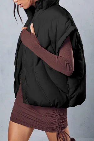 Padded Cap-Sleeve Zip Vest>MICAS New