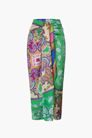 Paisley Print Ruched Midi Skirt>MICAS Fashion