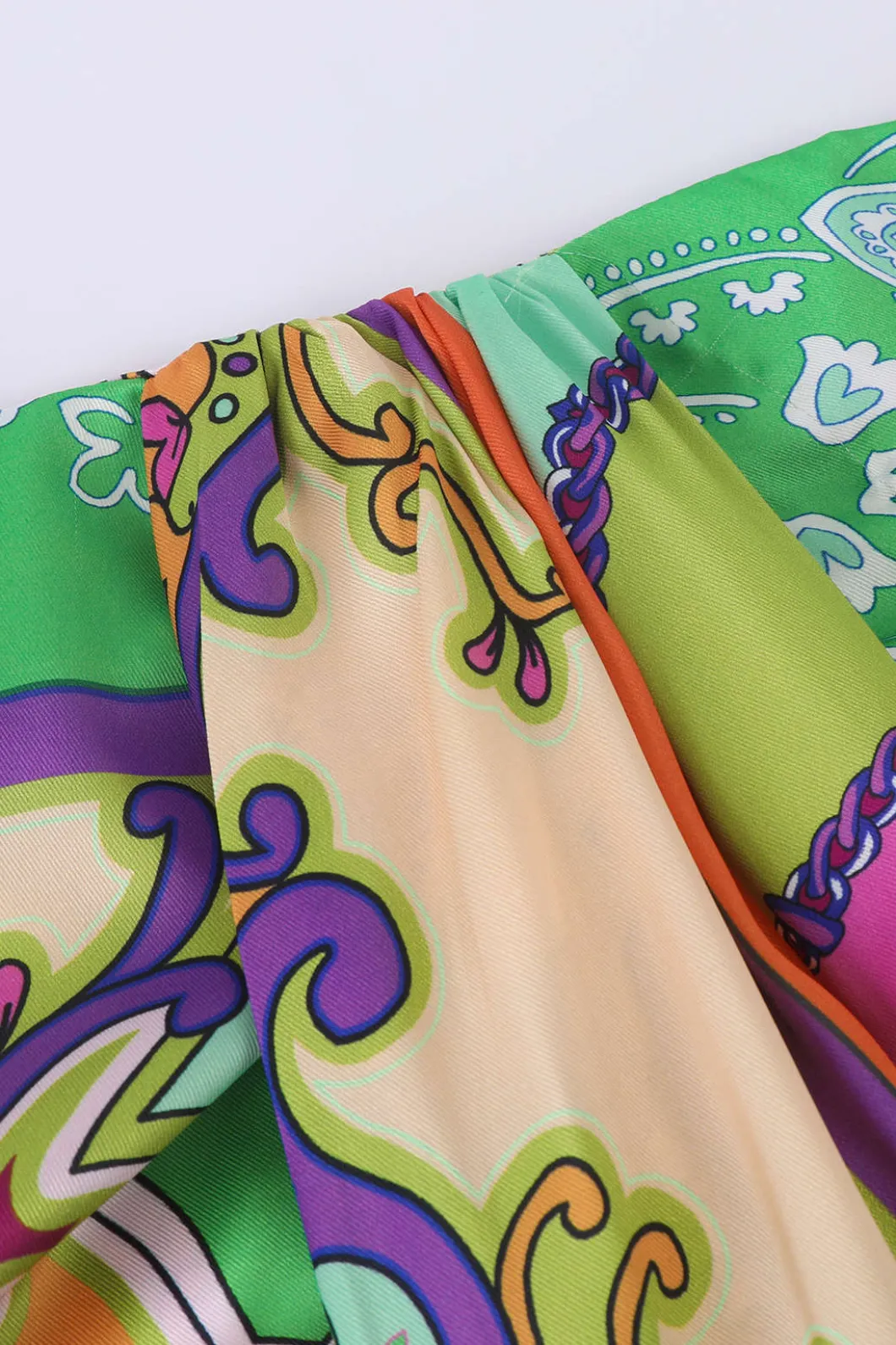 Paisley Print Ruched Midi Skirt>MICAS Fashion