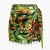 Palm Leaf Print Fringe Knot Mini Skirt>MICAS Sale