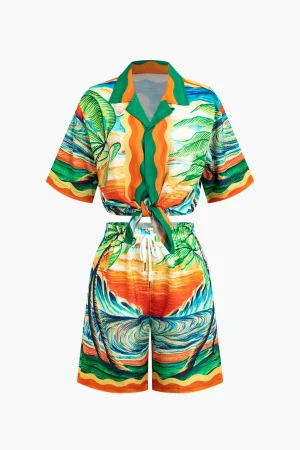 Palm Tree Print Shorts Set>MICAS Hot