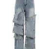 Patchwork Button Detail Jeans>MICAS Discount
