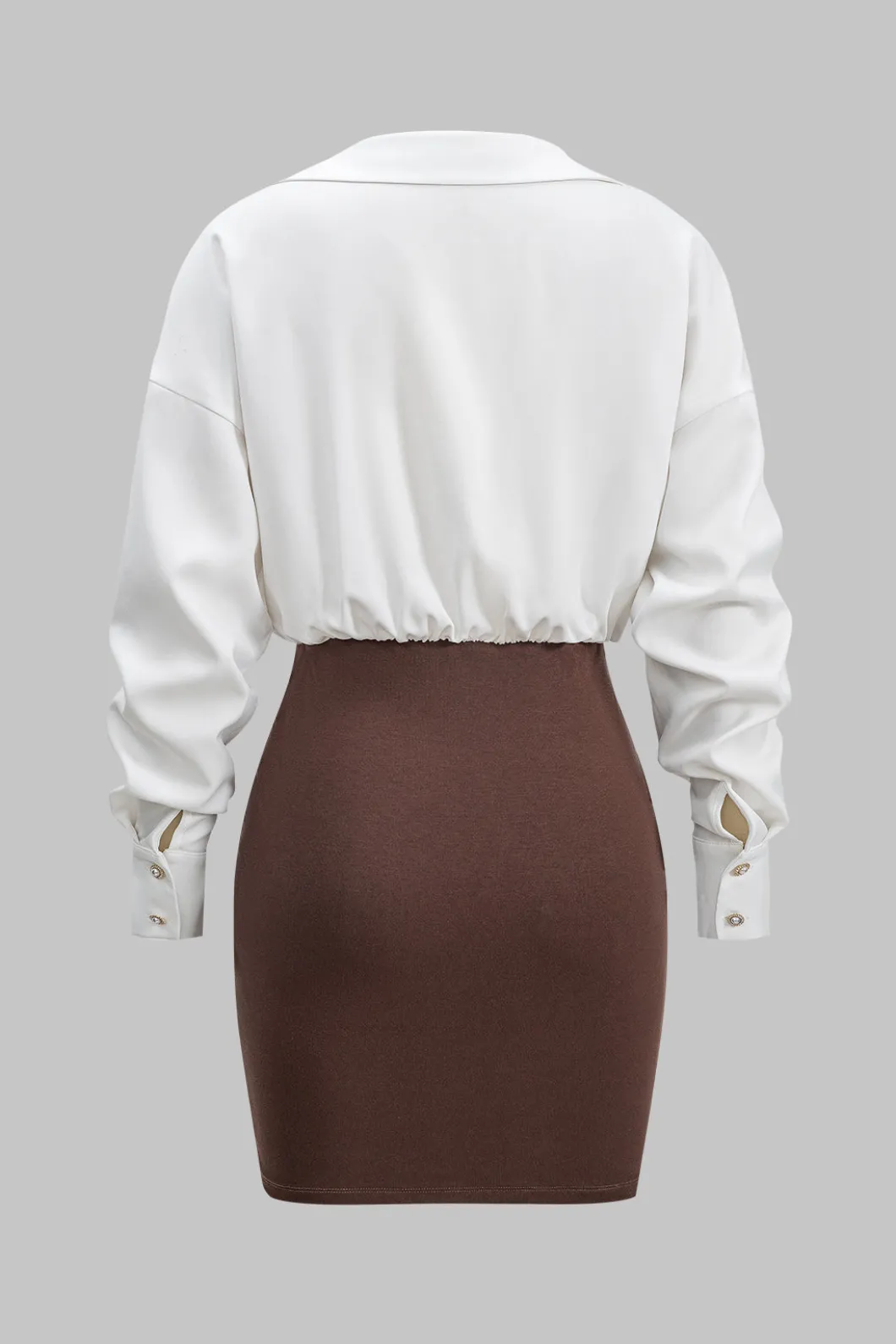 Patchwork Button Detail Long Sleeve Mini Dress>MICAS Online