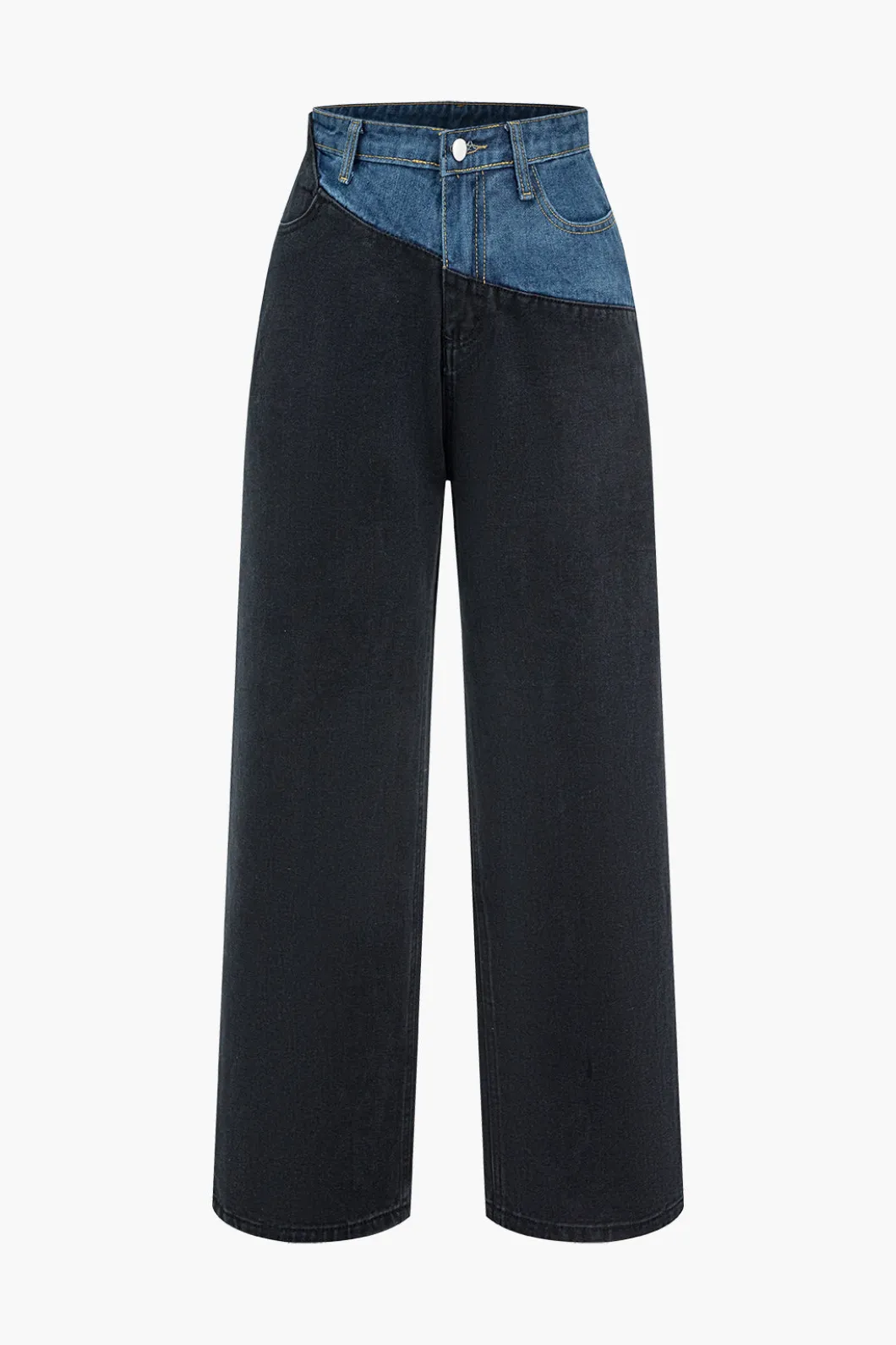 Patchwork Denim Color Block Zipper Jeans>MICAS Fashion