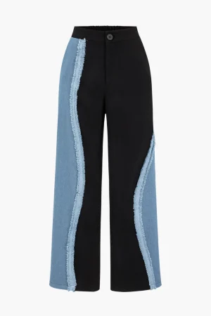 Patchwork Detail Wide Leg Trousers>MICAS Best