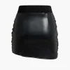Patchwork Faux Leather Tie Front Mini Skirt>MICAS Best