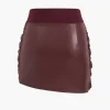 Patchwork Faux Leather Tie Front Mini Skirt>MICAS Best