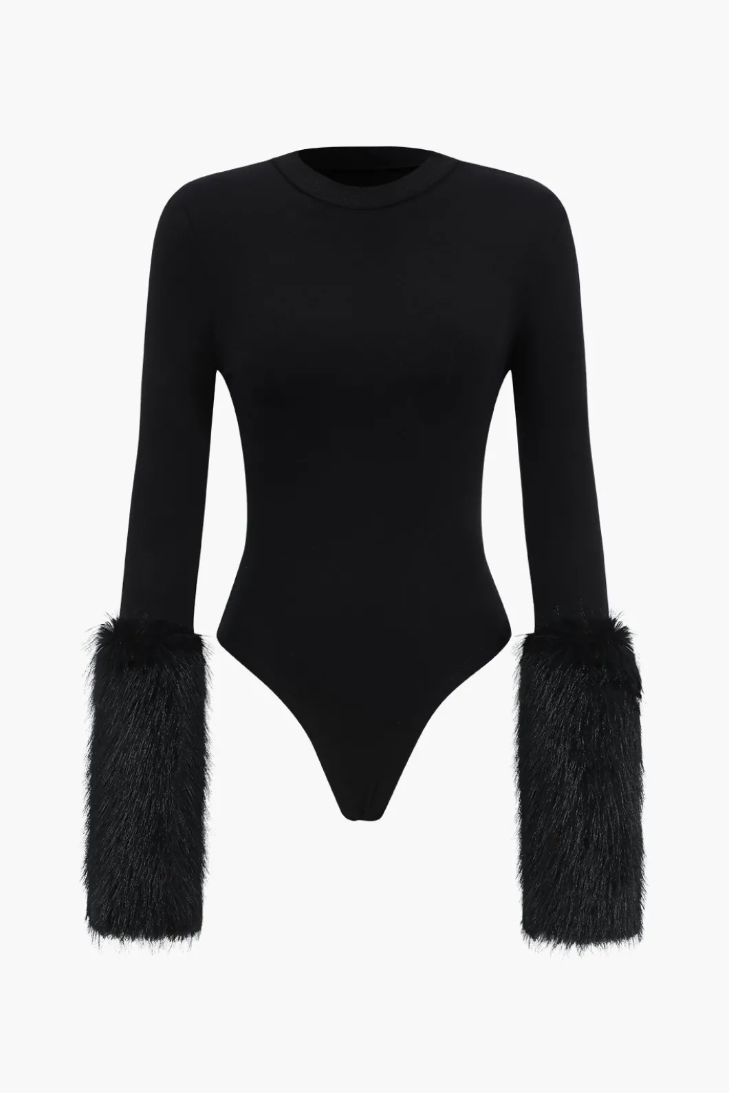 Patchwork Fur Long Sleeve Bodysuit>MICAS Hot