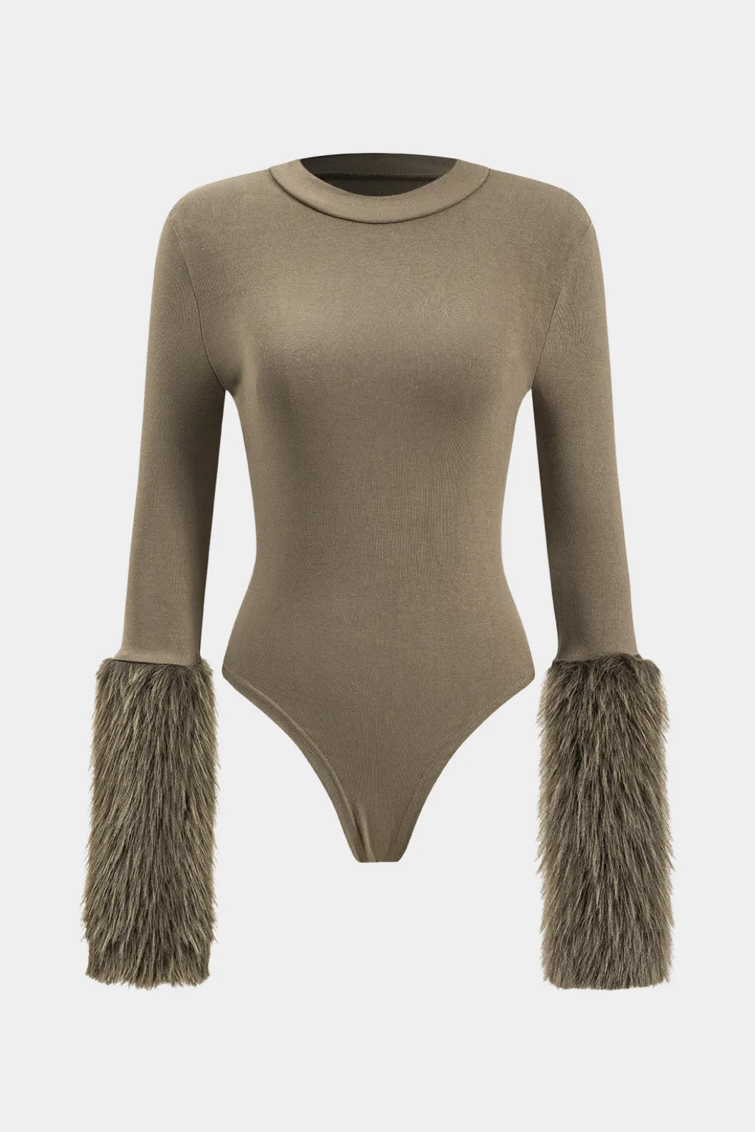 Patchwork Fur Long Sleeve Bodysuit>MICAS Hot