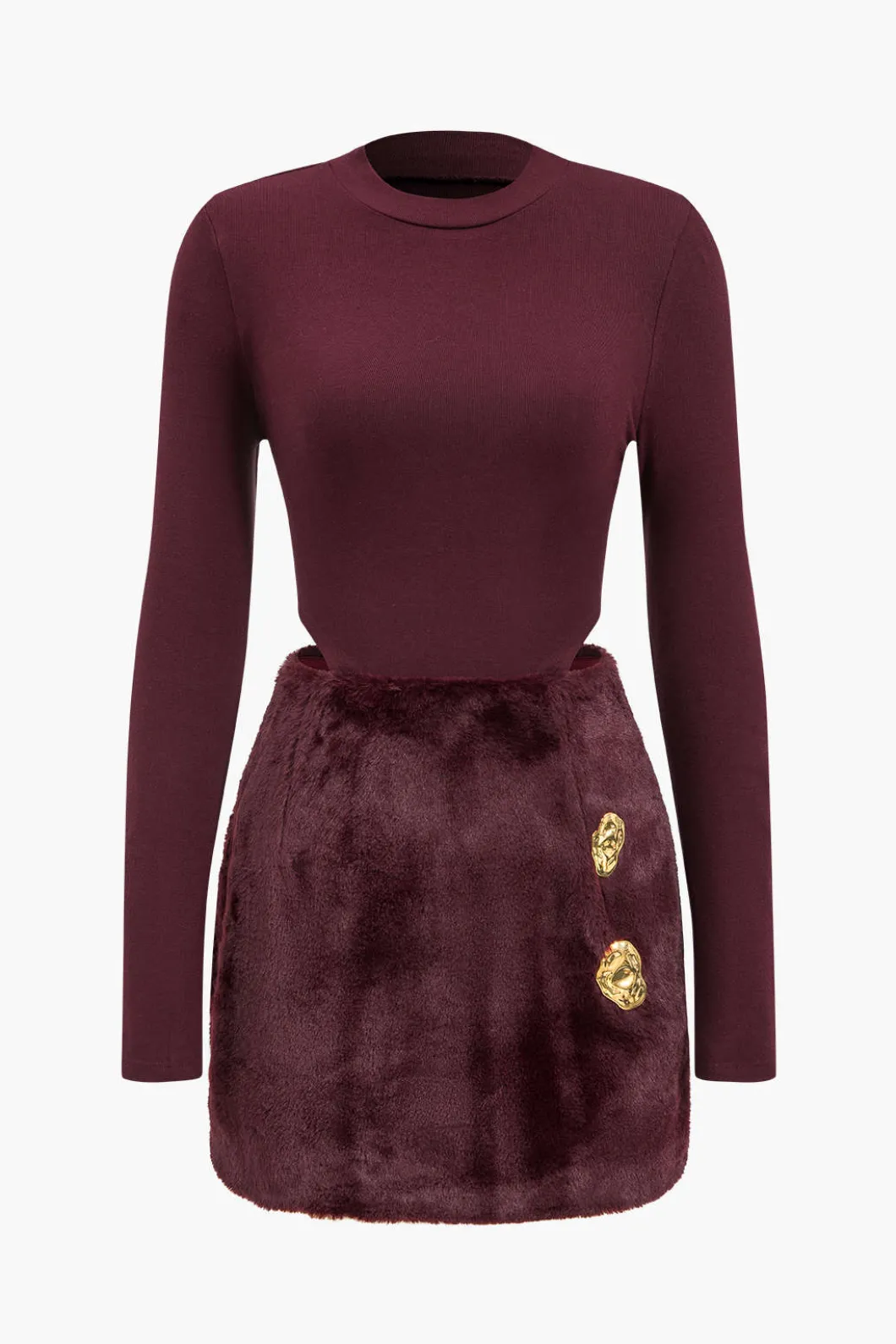 Patchwork Long Sleeve Mini Dress>MICAS New