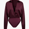 Patchwork Long Sleeve Satin Bodysuit>MICAS Best