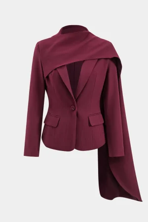 Patchwork Long-Sleeve Notched Lapel Blazer>MICAS New