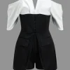 Patchwork Off Shoulder V-Shaped Romper>MICAS Sale