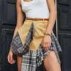 Patchwork Plaid Print Mini Skirt>MICAS Sale