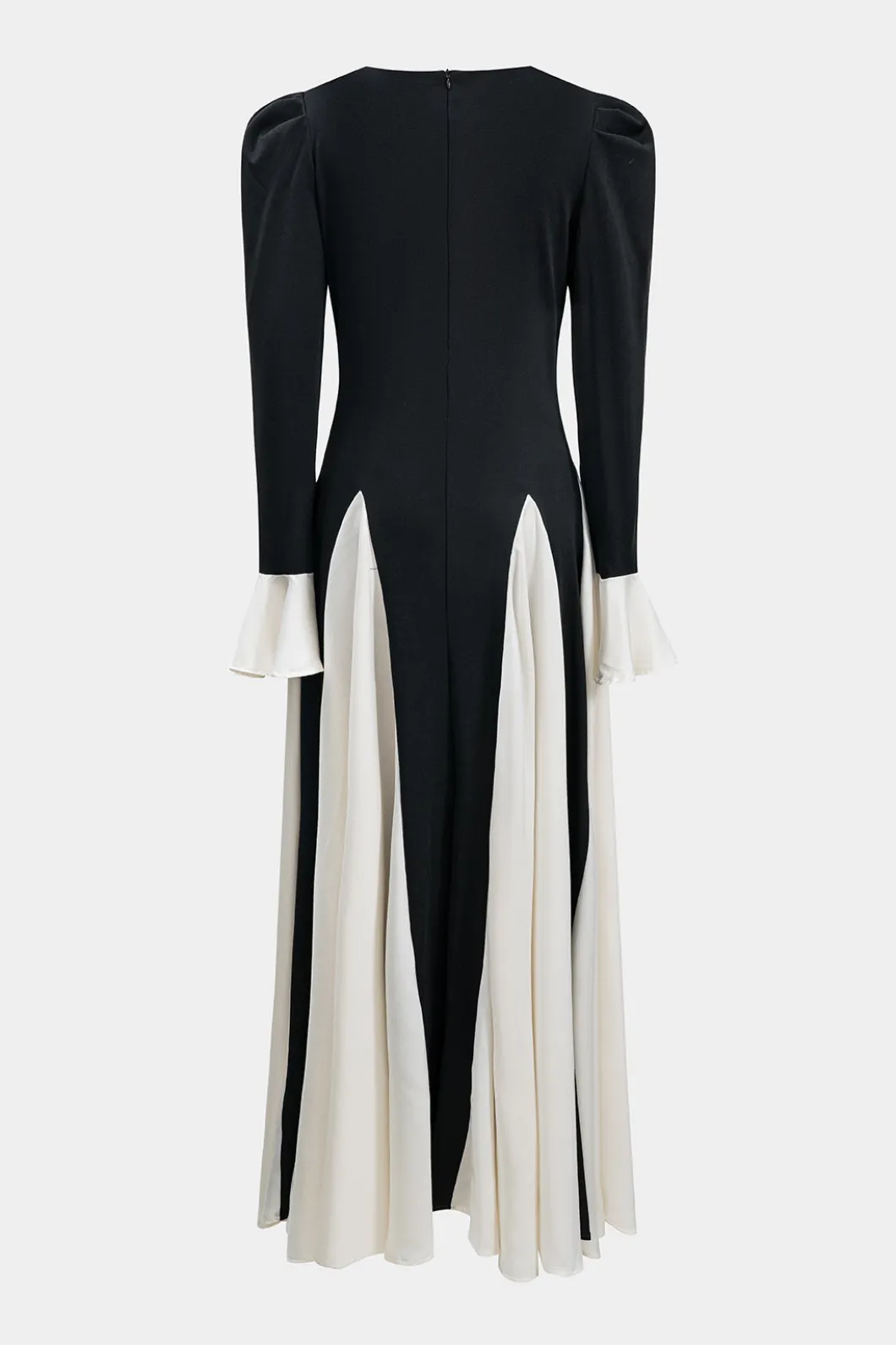 Patchwork Pleated Long Sleeve Maxi Dress>MICAS Fashion