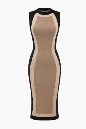 Patchwork Sleeveless Knit Dress>MICAS Hot