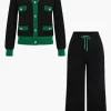 Patchwork V-Neck Sweater Cardigan And Pants Set>MICAS Clearance