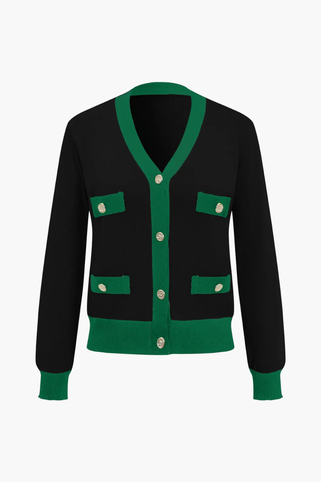 Patchwork V-Neck Sweater Cardigan And Pants Set>MICAS Clearance