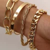 4pc Cuban Chain Link Bracelet Set>MICAS Hot