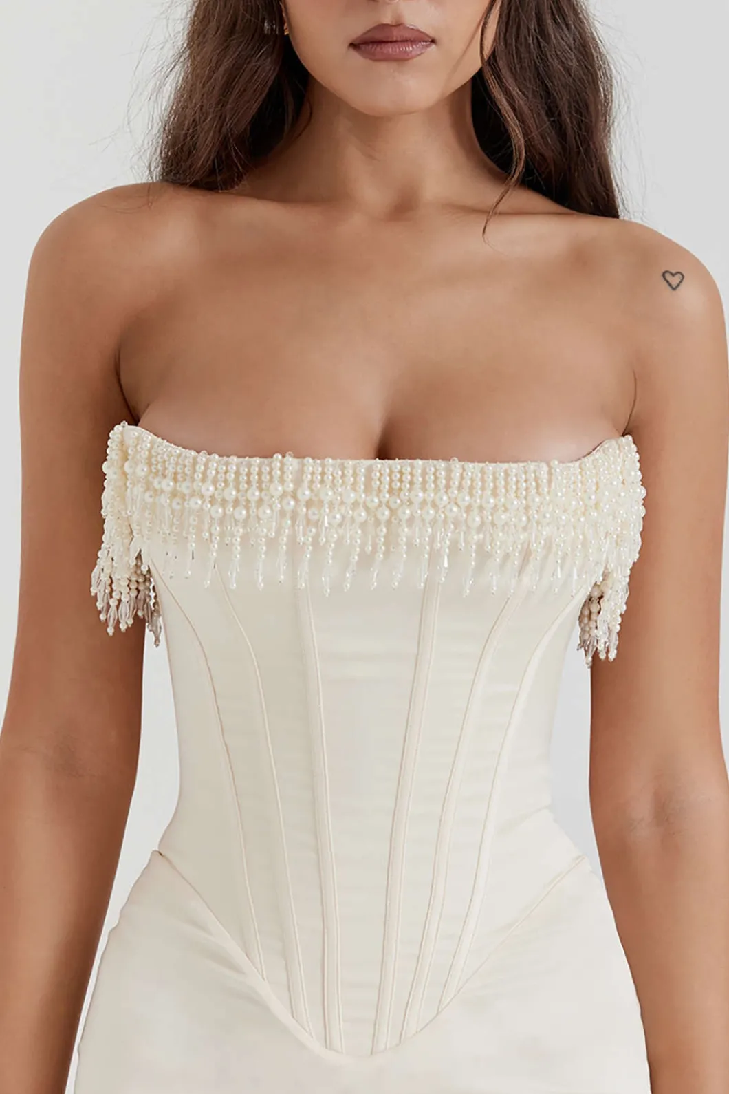 Pearl Braided Eyelet Corset Midi Dress>MICAS Discount