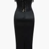 Pearl Braided Eyelet Corset Midi Dress>MICAS Discount