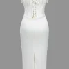 Pearl Braided Eyelet Corset Midi Dress>MICAS Discount