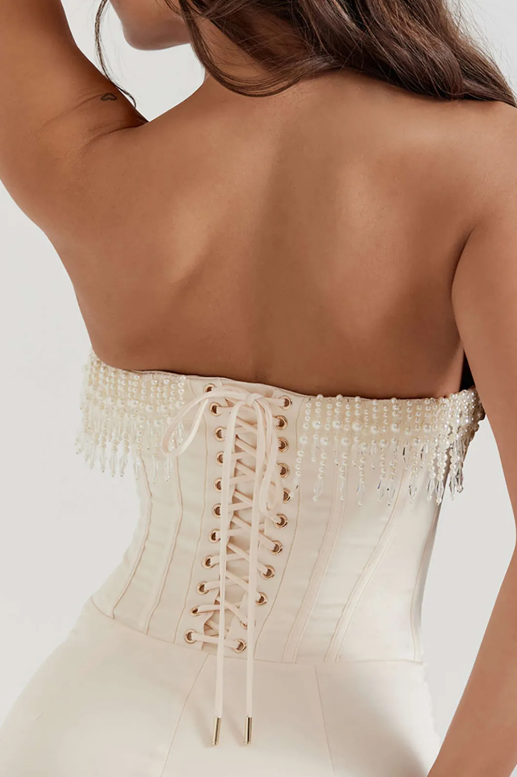 Pearl Braided Eyelet Corset Midi Dress>MICAS Discount