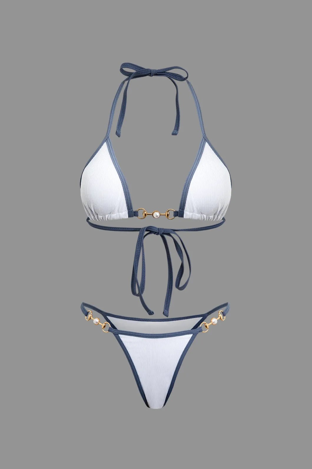 Pearl Detail Halter 2-piece Bikini Set>MICAS Best