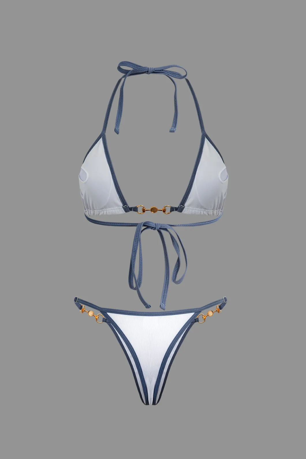 Pearl Detail Halter 2-piece Bikini Set>MICAS Best