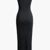 Pearl Detail V-neck Slip Knit Maxi Dress>MICAS Hot