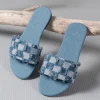 Plaid Frayed Denim Slippers>MICAS Fashion