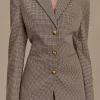 Plaid Print Notched Lapel Button Belted Blazer>MICAS Discount