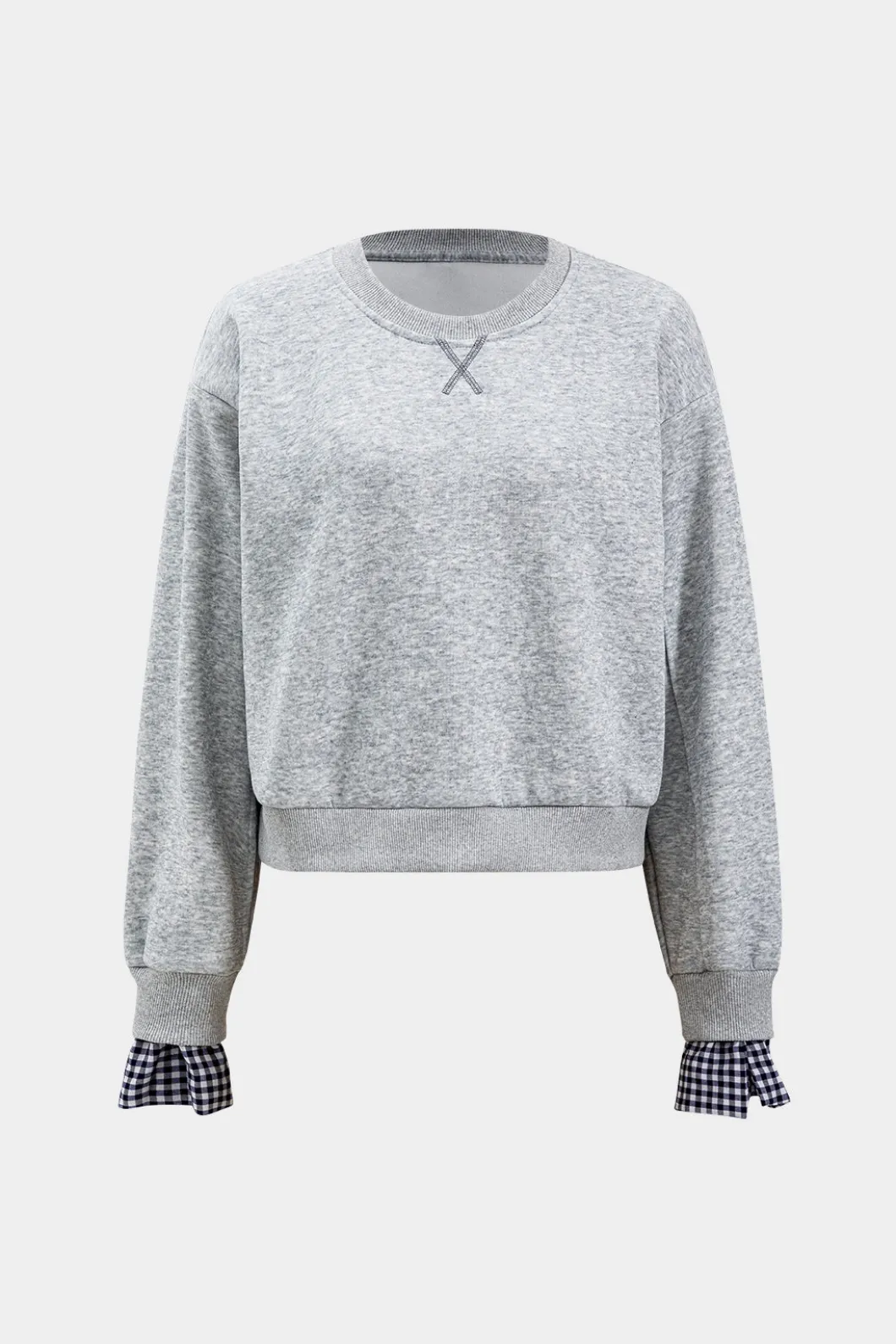 Plaid Print Patchwork Top And Drawstring Skirt Set>MICAS Outlet