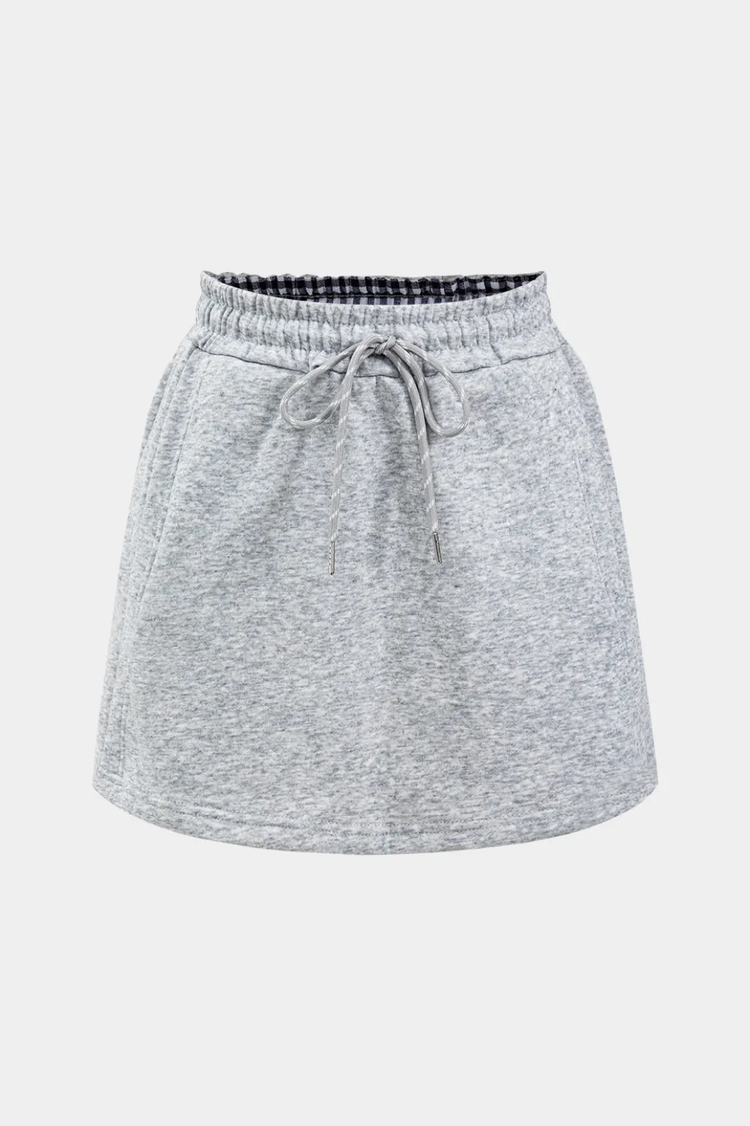 Plaid Print Patchwork Top And Drawstring Skirt Set>MICAS Outlet