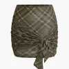 Plaid Print Tie Front Mini Skirt>MICAS New