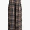 Plaid Print Wide Leg Trousers>MICAS Best