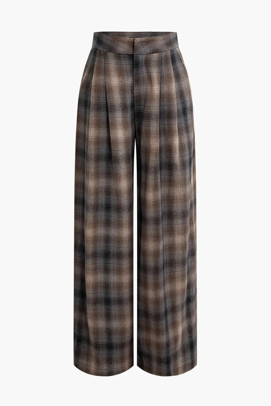 Plaid Print Wide Leg Trousers>MICAS Best