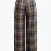 Plaid Print Wide Leg Trousers>MICAS Best