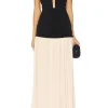 Pleated Patchwork Slit Ruched Strapless Maxi Dress>MICAS Sale