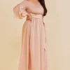 Plus Size Off Shoulder Smocked Maxi Dress With Belt>MICAS Best