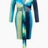 Plus Size Ombre Tie Front Midi Dress>MICAS New