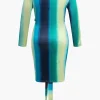 Plus Size Ombre Tie Front Midi Dress>MICAS New