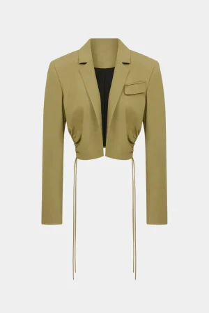 Pocket Notched Lapel Drawstring Blazer>MICAS New