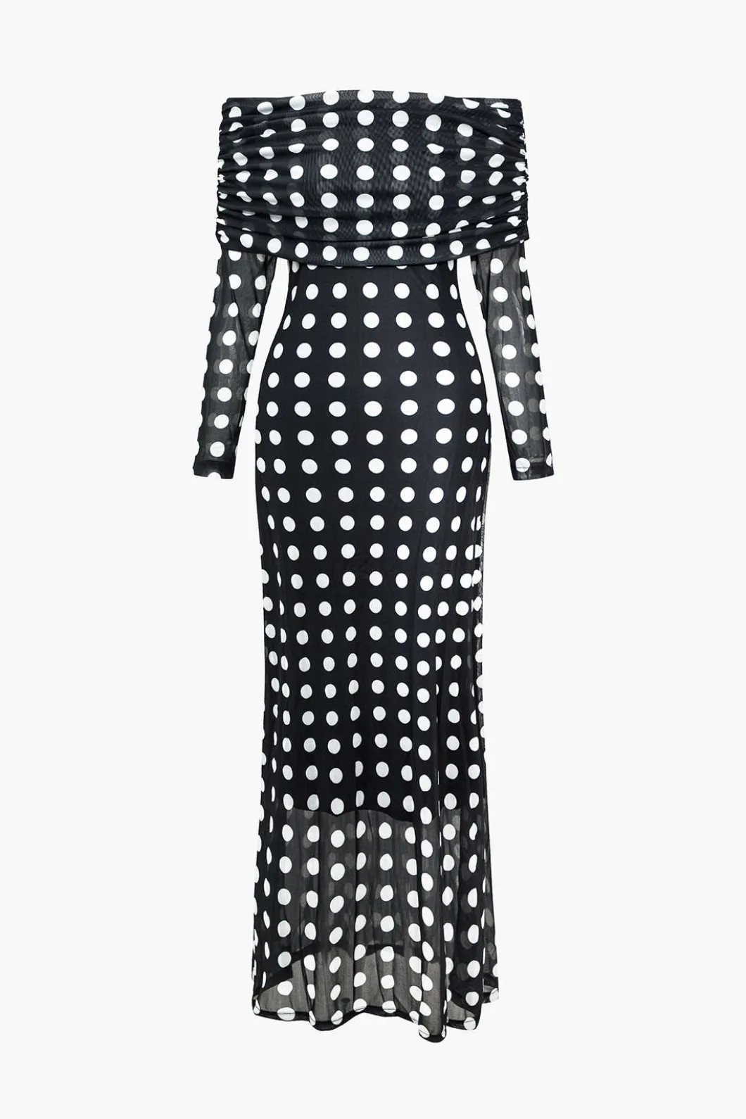 Polka Dot Print Off Shoulder Maxi Dress>MICAS Online