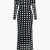 Polka Dot Print Off Shoulder Maxi Dress>MICAS Online