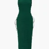 Popcorn Textured Tie Side Sleeveless Maxi Dress>MICAS Fashion